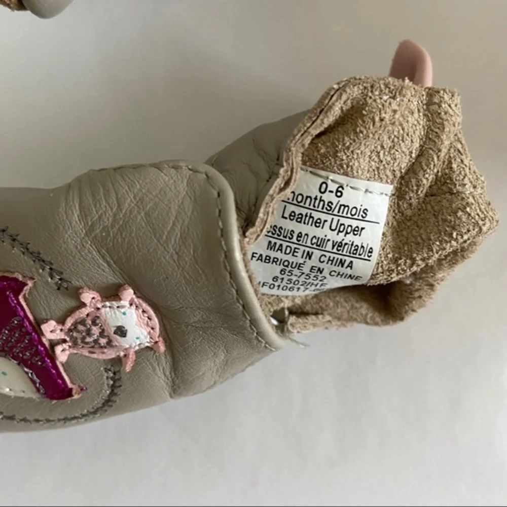 Robeez Hello Baby 0-6 mo owl leather‎ moccasins